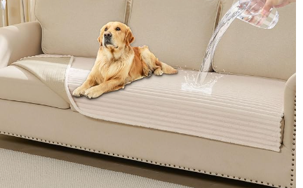 HAOMAIJIA Waterproof Couch Cover for Dogs Washable,Fuzzy Pet Couch Covers for Sofa,Thick Soft Dog Bed Cover Non-Slip Couch Covers for 3 Cushion Couch Sofa Pet Friendly (Off White, 35" x 74")