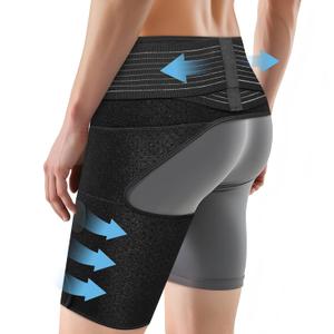 SOLOEVER Hip Brace for Women & Men, Sciatica Pain Relief Devices, Adjustable Compression Wrap Support for Arthritis, Pulled Thigh, Hip Fler Strain, Groin Injury, Hamstring Pull (Black, Left)