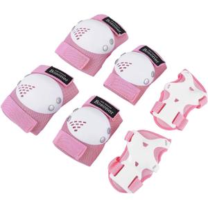 BOSONER Kids/Youth Knee Pad Elbow Pads for Roller Skates Cycling BMX Bike Skateboard Inline Rollerblading, Skating Skatings Scooter Riding Sports (Small (3-7 years), Pink / White)