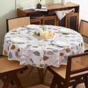 Walrus Round Vinyl Tablecloth with Flannel Backing Waterproof Oil-Proof PVC Table Cloth Stain-Resistant Wipeable Table Cover for Round Table(60" Round)