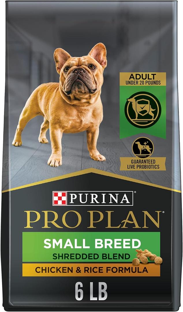 Purina Pro Plan Small Breed Dog Food With Probiotics for Dogs, Shredded Blend Chicken & Rice Formula - 6 lb. Bag 6 Ounce, Pack of 1