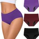 Incontinence Underwear for Women, 100ML Period High Waisted Leakproof Washable Protective Briefs for Postpartum Bladder Leak Cotton, 3 Pack (Multicolor02, Large)
