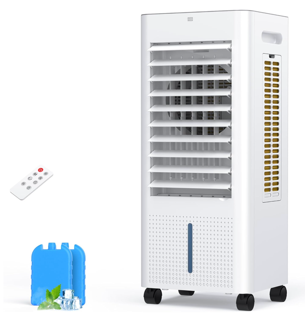 Evaporative Air Cooler for Room, Portable Air Cooler with 3 Speed, 3 Mode, Timer, 2.1Gal Large Tank
