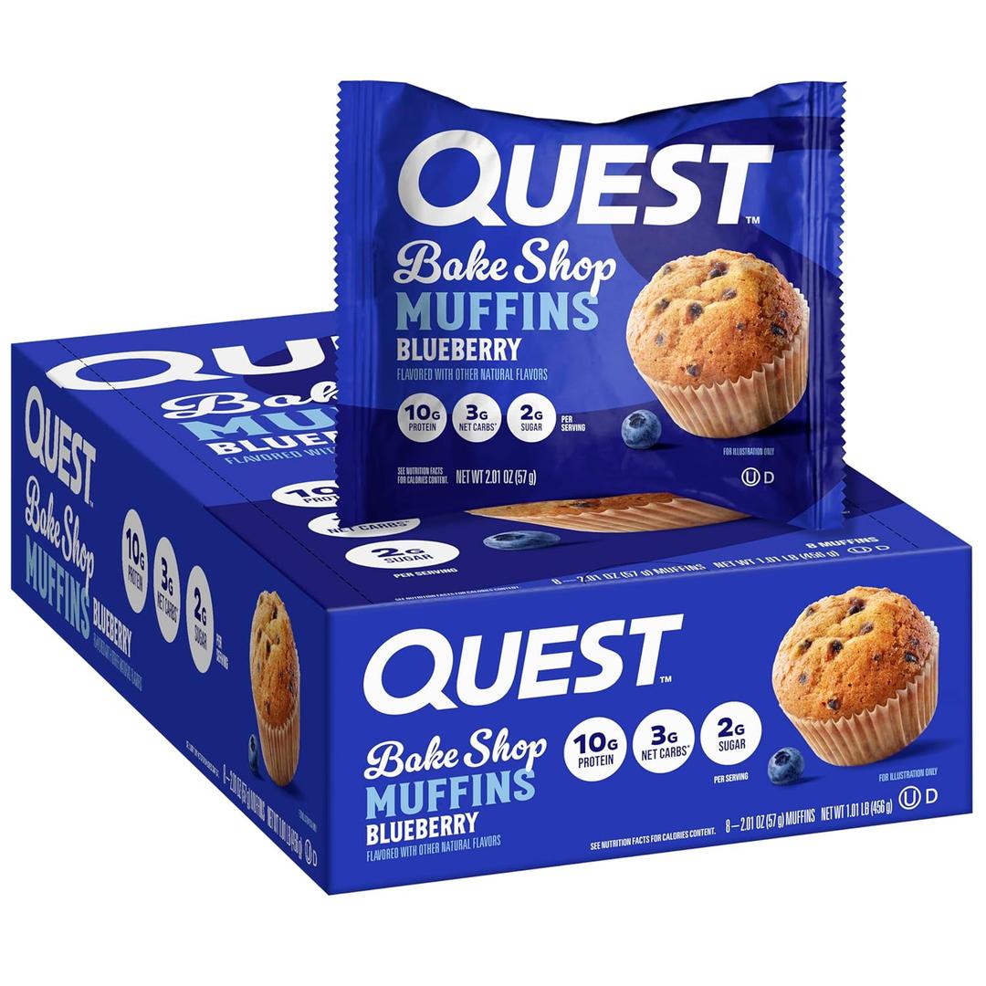 Quest Bake Shop Muffin - Blueberry BB Date 08/09/25 (8 Count (Pack of 1))