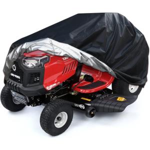 SEAZEN Waterproof Heavy Duty Lawn Tractor Cover, UV and Dust Protection Lawn Mower Cover, Universal Fit Garden Tractor Cover with Drawstring & Storage Bag (Black, XL)