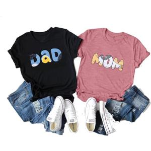 JINTING Dog Mom Shirt Mom and Dad Shirts Couple Outfit T-Shirt Casual Letter Graphic Top Tees (3X-Large, Men-black)