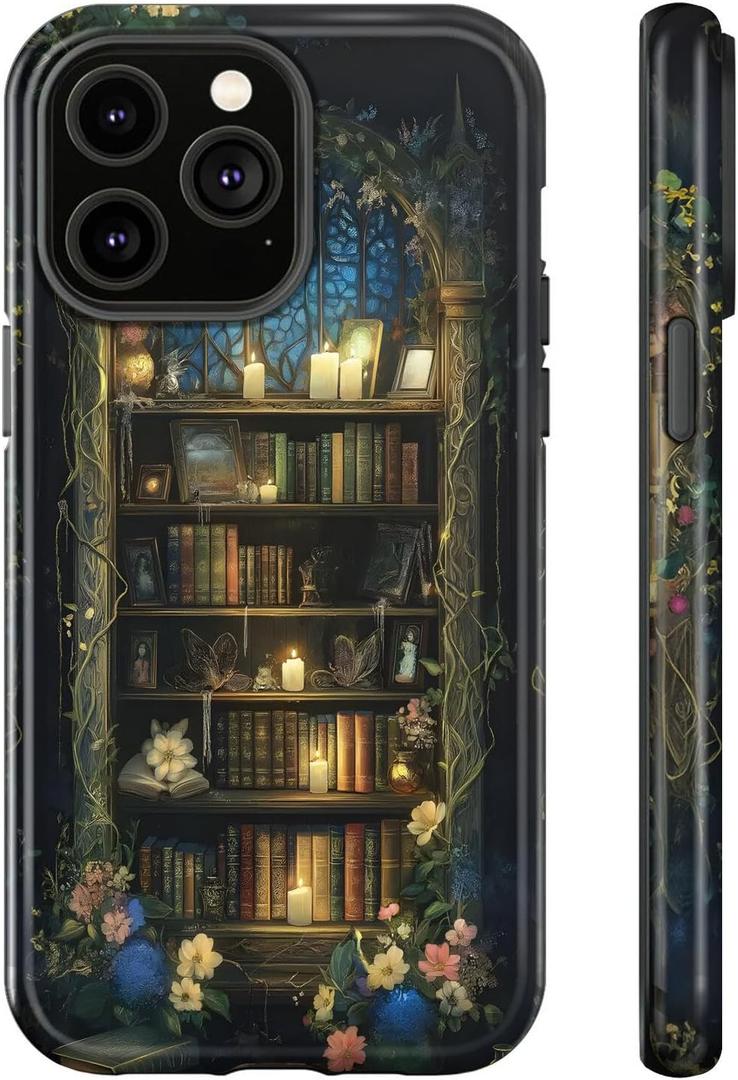 for iPhone 13 Pro Case,Vintage Bookish Art Reading Book Lovers Gifts,Dual Layer Soft TPU Hard PC Bumper