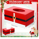 1 Pack Christmas Tissue Box Cover Rectangle Santa Print Tissue Box Holder Wooden Christmas Decorative Facial Covers for Xmas Gift Countertop Bathroom Kitchen Bedroom
