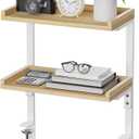 ARTGIFTREE Clamp On Desk Shelf 2Tier, 12.5 inch Wood Shelving Unit for Office Desk/Gaming Accessories, Tabletop Book Storage Rack, Shelf for Top & Under of Desk, Natural