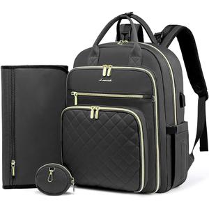 LOVEVOOK Baby Diaper Bag,Waterproof Diaper Backpack with USB Charging Port for Bab, Large Capacity Fit for 15.6 inch Laptop,Dark Grey