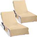 Ruikyhom Super Soft & Thick Lounge Chair Towel Cover (Pack of 2), Chaise Lounge Cover with Pockets, Beach Chair Cover for Pool Beach Garden Courtyard and Trips, 85 x 30 in Pool Chair Cover, Camel