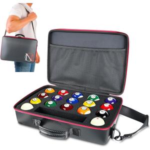 Pool Ball Case, Padded Billiard Carrying Bag with Handle and Shoulder Strap, Billiard Accessories Storage Bag for Pool Balls, Cues, Training Tools,Good for Clubs,Tournaments, Home Use