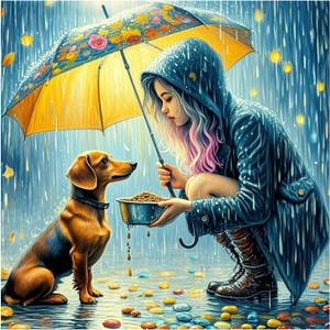 SJUTOUCI Women and Dog Diamond Painting Kits for Adults, Diamond Art for Beginners, 5D Round Diamond Dots Gem Craft Art Home Wall Decor 12x12 inch