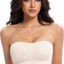 Lusait Strapless Bras for Women Non-Slip Seamless Padded Bandeau Bra Wireless Convertible Tube Top Bralette S