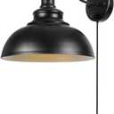 Gooseneck Wall Lamp Black Industrial Vintage Farmhouse Wall Sconces Lighting Wall Light Fixture with Plug in Cord and On Off Switch for Bedroom Nightstand (Big Size 11.42 Inch 1 Pcs)