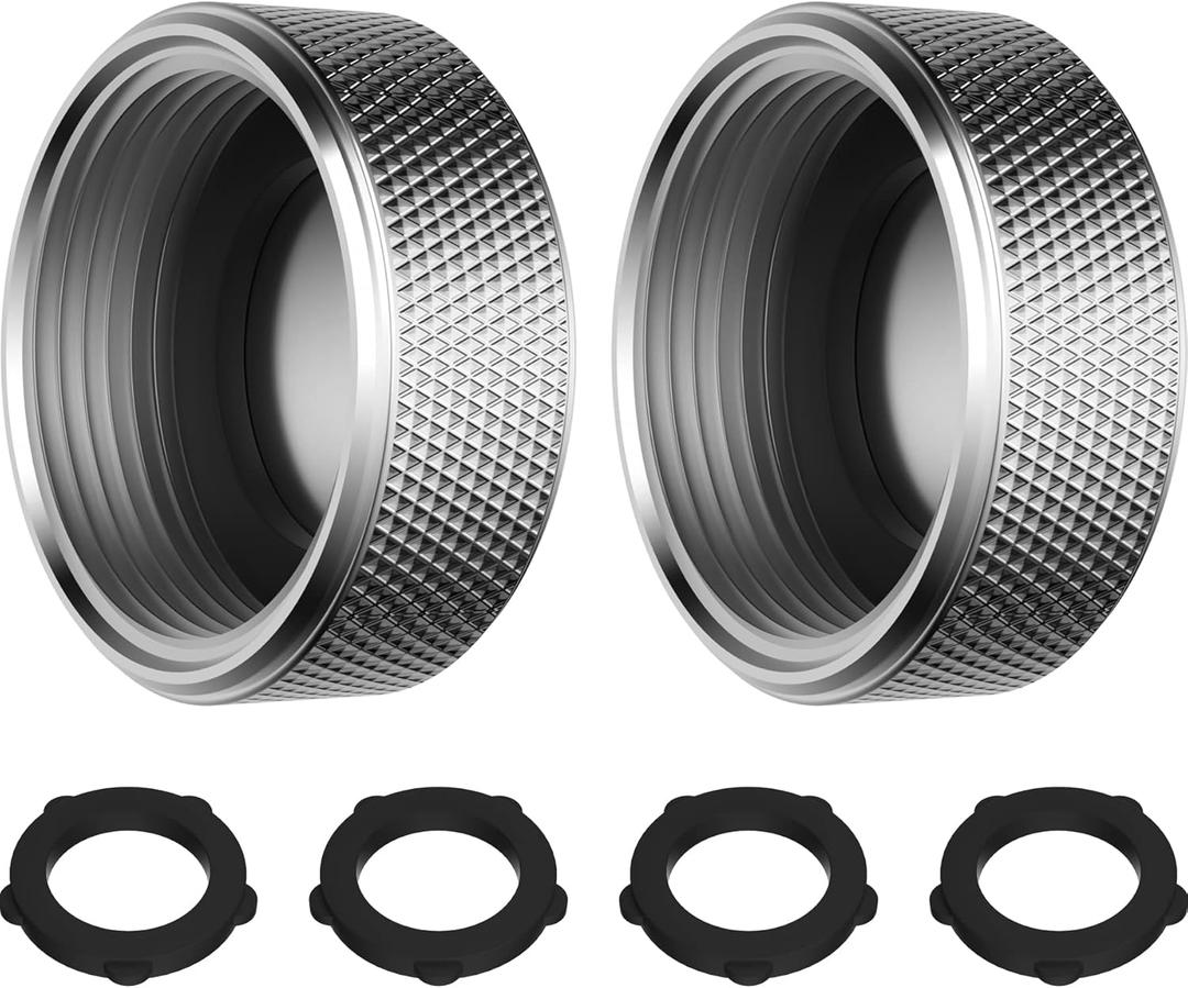 iFealClear Garden Hose Cap, 3/4" Brass Female Hose End, Faucet Adapter for Garden Hose, 2 Pack Spigot Cap for Water Faucet, Sprinkler, Pipe Fitting Hose, 4 Washers, Chrome