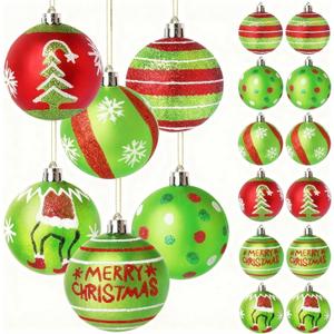 Christmas Ball Ornaments for Tree,12 Pcs 2.4 Inch Red and Green Christmas Ornaments for Xmas Hanging Tree Decorations Party Decor
