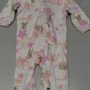 Burt's Bees Baby Girls Zip Front One-Piece Pajamas, Sleep & Play Loose Fit, 100% Organic Cotton, Newborn to 6-9 Months