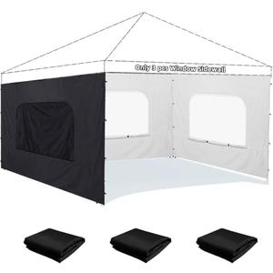Jorohiker Sidewall with Window for 10x10 Pop Up Canopy,3 Pack Sunwalls fit 10' Outdoor Canopies with Straight Leg,3 Pack (10 x 10, Black)