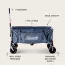 Coleman XL Collapsible Wagon, Heavy‑Duty 400 lb Capacity, Large 50+ Gallon Utility Cart with All‑Terrain Wide‑Base Wheels, One‑Pull Folding Design, Removable Wheels & Ergonomic Handle – Blue