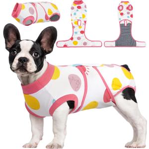 Kuoser Dog Recovery Suit for Female Male Dogs, Post-Surgery Bodysuit for Spay Neuter, Dog Onesie After Surgery, Anti-Licking Pet Surgical Recovery Suit (M (Back:13.4-16.1'', Weight:14-25 LB), SunCat)