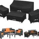 Kovshuiwe Patio Furniture Covers,4-Piece Outdoor Veranda Patio Garden Furniture Covers Set Waterproof - Upgraded 420D Heavy Duty Oxford Fabric Rattan Furniture Cover for Chair Sofa(Black)