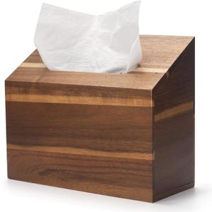 Hand Towel Box Cover Compatible with Kleenex Disposable Paper Hand Towels, Acacia Wood Hand Towel Holder for Bathroom Kitchen Living Room Countertop