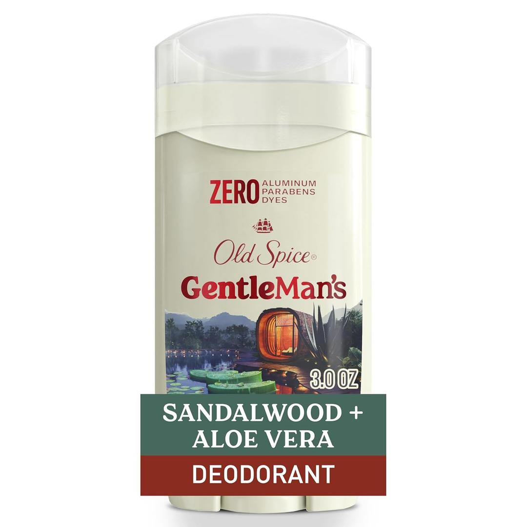 Old Spice GentleMan's Aluminum Free Dry Feel Deodorant for Men, 24/7 Lasting Freshness, Gentle on Skin with Skin Conditioners, Sandlewood + Aloe Scent, 3.0 oz (3 Ounce (Pack of 1))