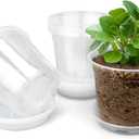 3 Inch Clear Nursery Pots with Drainage Trays, 15 Pack Plastic Pots for Plants, Clear Pot for Seed Starting, Transplanting, Succulents, and Indoor Gardening (3 inch)