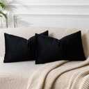 JUSPURBET Halloween Black Lumbar Velvet Throw Pillow Covers 16x24 inch Set of 2 for Living Room Couch Bedroom Decorative Rectangle Soft Cushion Cases with Invisible Zipper