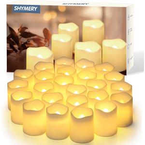 SHYMERY Flameless Votive Candles,Flameless Flickering Electric Fake Candle,22 Pack 200+Hour Battery Operated LED Tea Lights in Warm White for Wedding, Table, Halloween,Christmas Decorations 1.5"X1.7"