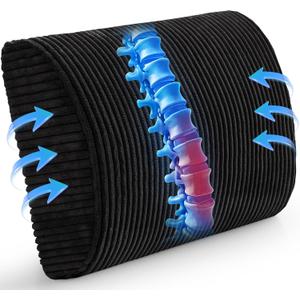 Lumbar Support Pillow for Recliner Chair/Accent Chair/Couch, Extra Large Memory Foam Back Support Cushion for Elderly, Recliner Cushions for Back Rest, Pain Relief, Reading, Washable Cover, Black