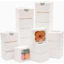 Bakepacker White Bakery Boxes with Window - 4x4x2.5 inches Small Size Pastry & Mini Cookie Boxes for Bakeries - Thick & Sturdy (100 Packs)