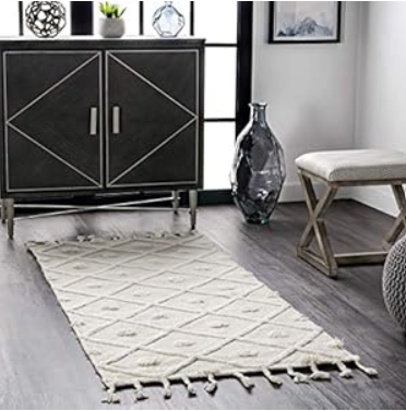 nuLOOM Dottie Soft Shaggy Textured Trellis Tassel Area Rug, 2'6x6, ivory