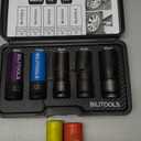 BILITOOLS 1/2 inch Drive Impact Lug Nut Socket Set, 15 17 19 21 22 MM NonMarring Thin Wall Wheel Protector Nut Socket