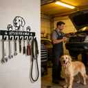 Golden Retriever Key Holder, Dog Leash Holder for Wall with 7 Hooks, Black Decorative Small Key Hanger for Entryway&Front Door, Golden Retriever Decor Accessories Gift, Dog Storage Organizer