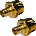 2 Pieces XFITTING 3/4" Pex X 1" Male NPT Adapter - Brass Crimp Fitting for Pex B Tubing - Full Port, Male, 2 Packs