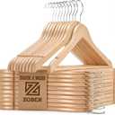 ZOBER High-Grade Wooden Hangers - Heavy Duty, Non Slip Wood Hangers for Coats, Jackets, Suits, & Pants - Clothes Hangers for Closet W/Bar and Notches 20 Pack