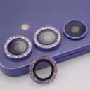 BONVAN for Samsung Galaxy S24 Camera Lens Protector Bling Glitter Diamond Metal Crystal Tempered Glass Screen Accessories Sparkly Rhinestones Lens Cover for (Purple, S24)