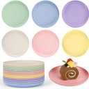 6 Inch Wheat Straw Plates, 12 Pack Small Plates, Lightweight Unbreakable Plastic Dinner Plates for Kids Adult Dinner Camping Salad Dessert