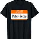 Hello My Name is Peter sticker name tag on a Shirt Pumpkin T-Shirt Large