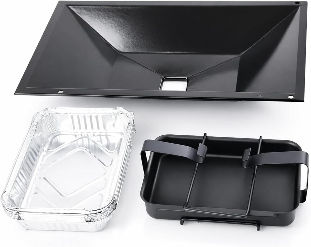 99250/7515 Grease Tray Set with Catch Pan & Holder - 10pack Liner Drip Pan Replacement for Weber Spirit 310/320/700 (2007-2012: Side Control), Genesis Silver/Gold/Platinum B/C Grills