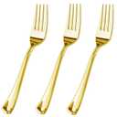 50 Piece Gold Plastic Forks Set - Reusable & Recyclable - Gold Plastic Forks for Weddings, Anniversaries, Showers, Parties - Elegant and Sturdy Utensils