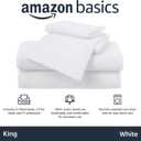 Amazon Basics 4 Piece Bed Sheet Set, 100% Cotton Jersey, Includes Super Soft, Flat and Fitted Sheets, Pillowcase, King, White, Solid