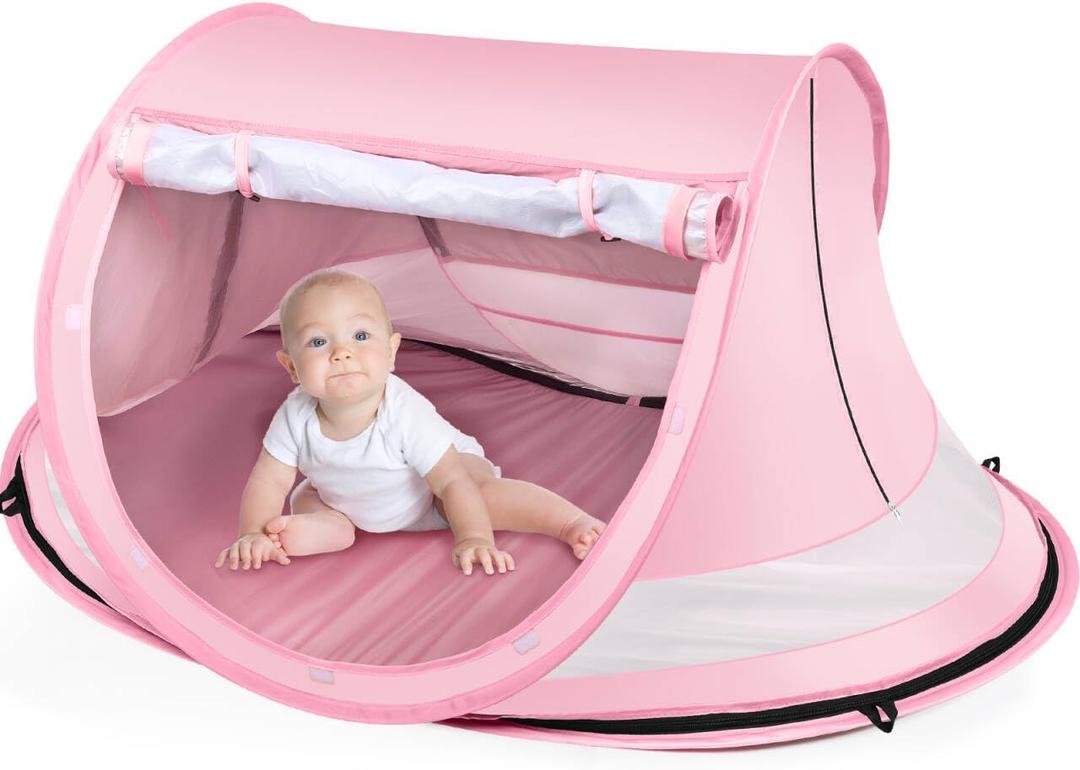 Baby Beach Tent,Large Pop Up Beach Tent Sun Shade for Beach,Portable Baby Travel Tent with Mosquito Net,Indoor Baby Play Tent,UPF 50+ UV Protection Sun Shelters for Infants