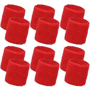 Yuomeaz 12Pcs Red Wrist Sweatband, Elastic Sports Wristbands for Men, Women, Kids, Red Wrist Bands for Tennis, Basketball, Running, Working Out (2.6 inch)
