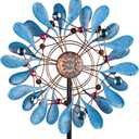 Stargarden Wind Spinners Outdoor, Large Kinetic Wind Spinner, Waterproof Blue Pinwheels with 4 Sturdy Stake, Metal Windmill for Yard, Porch Decor (21 * 90 Inches)