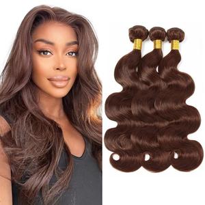 Chocolate Brown Body Wave Bundles Color 4 Human Hair Bundle Niegmeag Brazilian Virgin Remy Hair 3 Bundles 24 26 28 Inch Double Weft Soft and Silky Color 4 Body Wave Bundle 300g