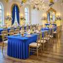 6 Pack Royal Blue Spandex Tablecloths for 8 Foot Rectangle Tables, Wrinkle Free Fitted Tablecover 8ft Stretchy Table Cloth with Skirt for Weddings Birthday Party Banquet Baby Shower