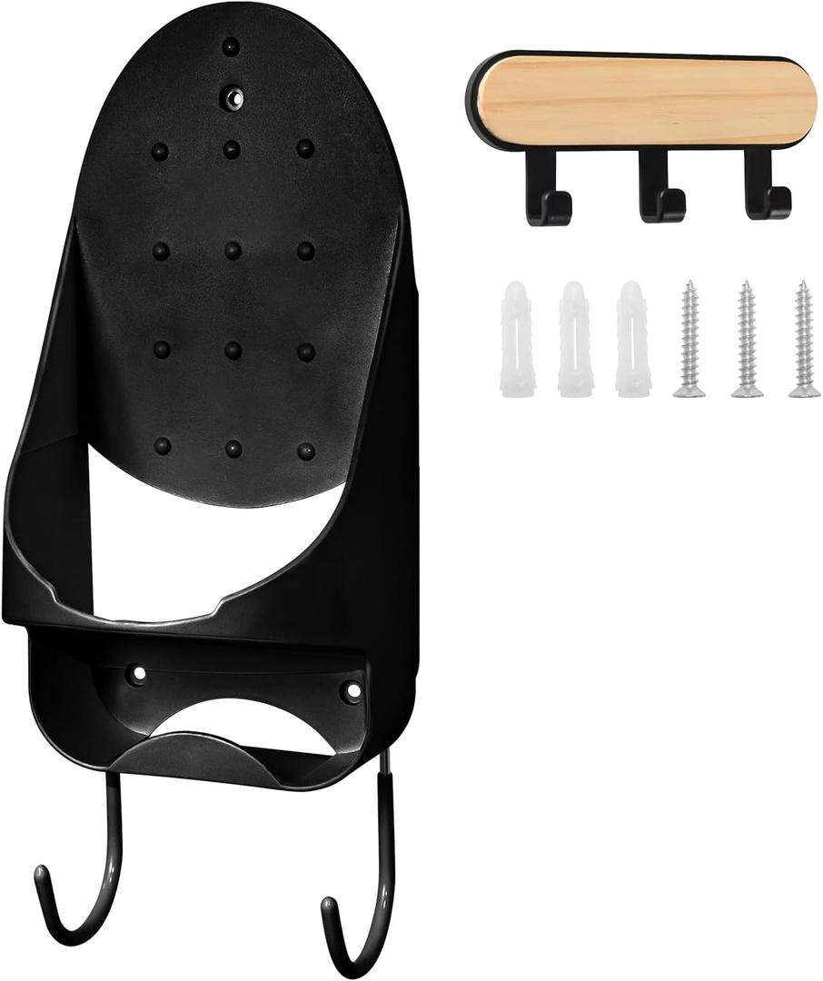 Extra Large Ironing Board Hanger Wall Mount,Laundry Room Iron and Ironing Board Holder Laundry Room Decor Organization,Electric Iron Holder Ironing Board Rack Household Bathroom Shelf (Black - Extra Large)